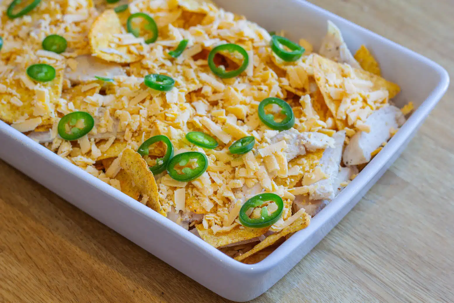 Nachos i ovn med kylling og ost